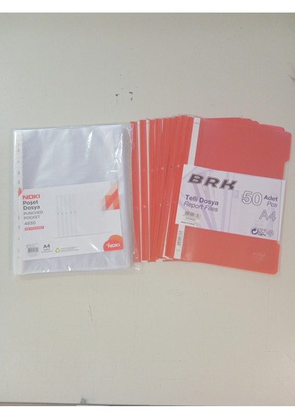 Punched Pocket 4830 100 Adet Poşet Dosya-50 Adet Brk Kaliteli Telli Dosya Turuncu