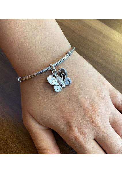 Kadın Kelebek Model Gümüş Charm