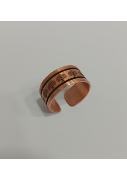 Sıralı Hayat Ağacı Motifli Bakır Yüzük 10MM LZRY0014-2