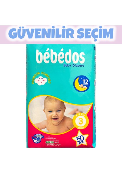 Premium Midi(3) Bebek Bezi 50'li Paket