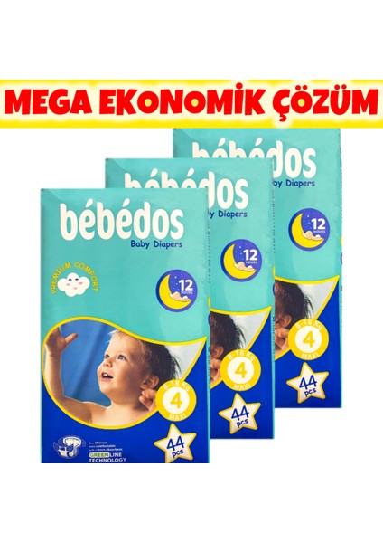 Premium 3'lü Maxi(4) Bebek Bezi 132'LI Set