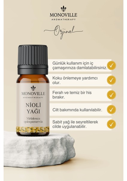 Nioli Yağı 10 ml, Lavanta Yağı 10 ml, Çay Ağacı Yağı 10 ml 3'lü Set %100 Saf Ve Doğal 3x10 ml