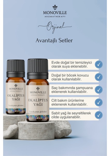 Okaliptus Uçucu Yağı 2'li Set %100 Saf Ve Doğal ( Eucalyptus Oil ) 2x10 ml