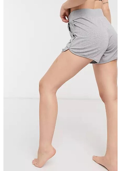 Yoga Ribbed Shorts Grey Nervürlü Kadın Şort Gri fiyatları