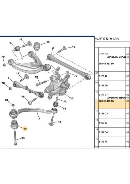 Arka Salıncak Burcu 407 (5131C4-9801049980-MH13219-R51866) fiyatları