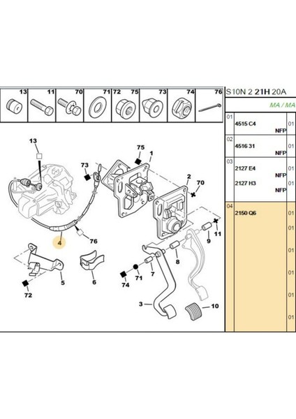 Debriyaj Teli 106 96= (CAVO6001670-2150.Q6) fiyatları