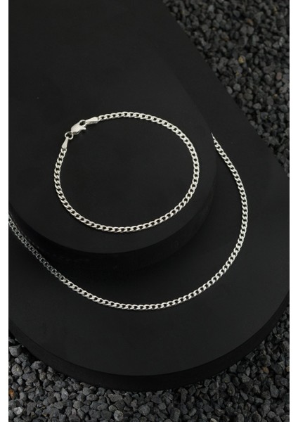 925 Ayar Gümüş Zincir 3mm Gurmet Kolye Bileklik Set fiyatları