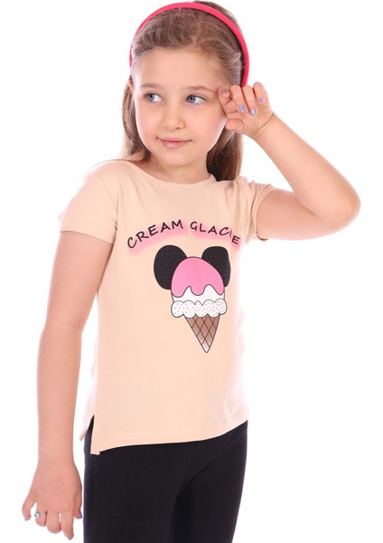 Kız Bebek Dondurma Yazı Baskılı Tişört