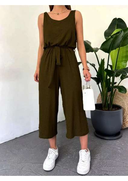 Primavera Trend Beli Kuşaklı Oversize Tulum