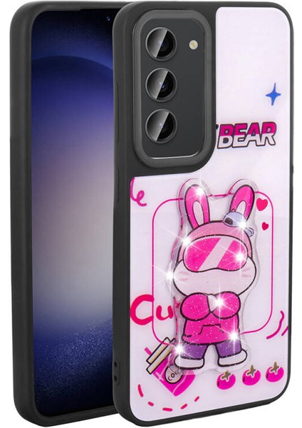 Galaxy S23 Kılıf Sevimli Hayvan Figürlü ve Parlak Cuutepets Premium Sert Silikon Kapak