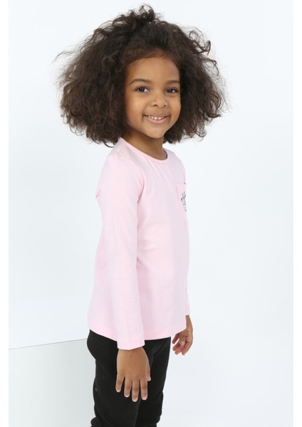 Kız Bebek Göğsü Cepli Baskılı Tişört fiyatları