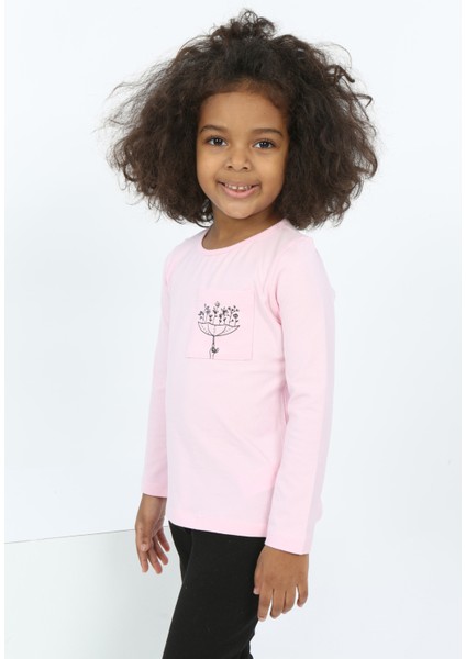 Kız Bebek Göğsü Cepli Baskılı Tişört modelleri