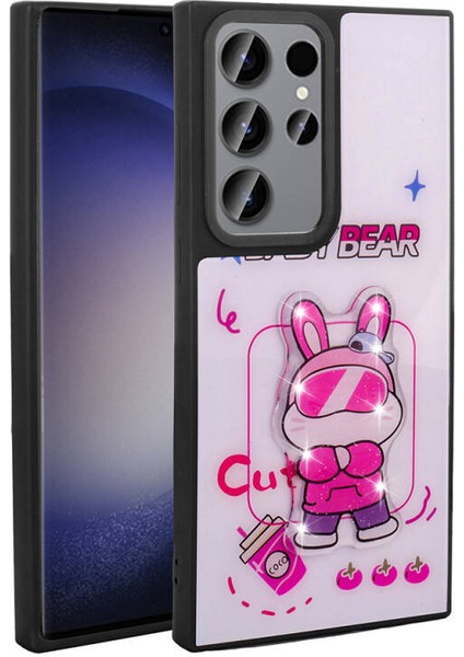 Galaxy S23 Ultra Kılıf Sevimli Hayvan Figürlü ve Parlak Cuutepets Premium Sert Silikon Kapak