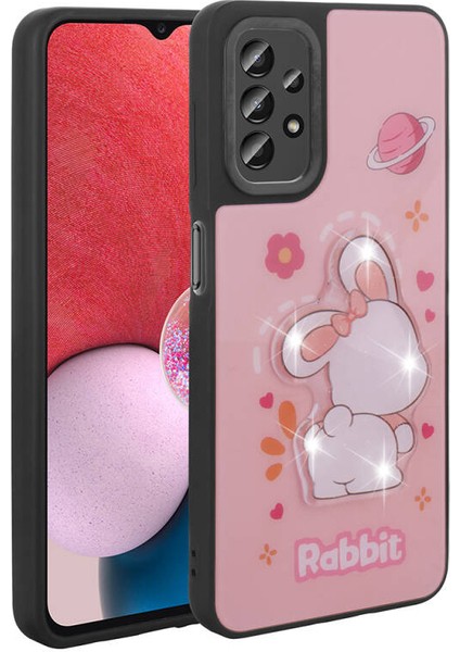 Galaxy A23 Kılıf Parlak Simli Ve Şirin Hayvan Figürlü Whimsy Premium Silicone Case Cover