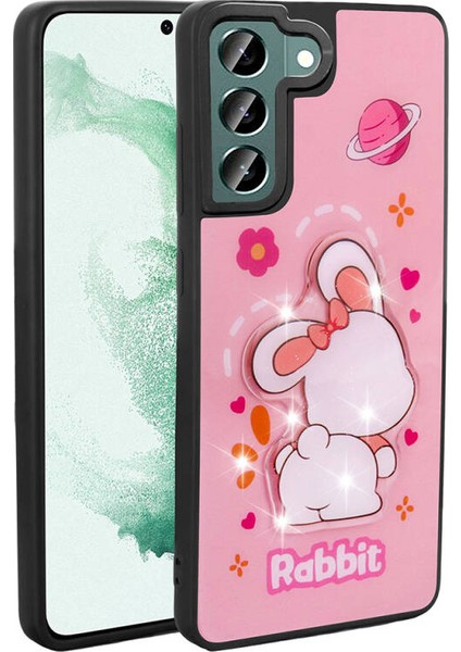Galaxy S22 Kılıf Sevimli Hayvan Figürlü ve Parlak Cuutepets Premium Sert Silikon Kapak