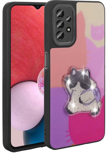 Galaxy A13 4G Kılıf Parlak Simli Ve Şirin Hayvan Figürlü Whimsy Premium Silicone Case Cover