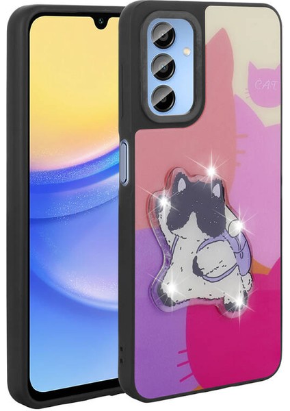 Galaxy A15 Kılıf Sevimli Hayvan Figürlü ve Parlak Cuutepets Premium Sert Silikon Kapak