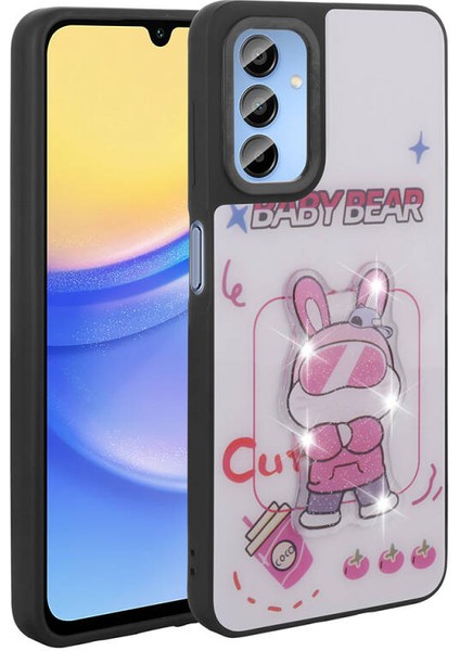 Galaxy A15 Kılıf Sevimli Hayvan Figürlü ve Parlak Cuutepets Premium Sert Silikon Kapak