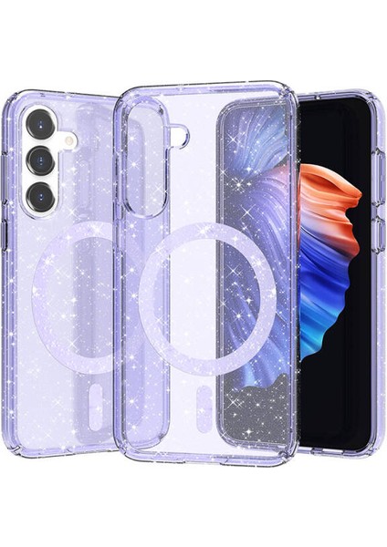 Samsung Galaxy S23 FE Kılıf Şeffaf Simli ve Magsafe Özellikli Şık Dazzle Premium Sert Silicone Case Cover