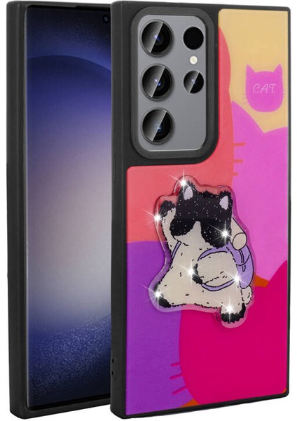 Galaxy S22 Ultra Kılıf Sevimli Hayvan Figürlü ve Parlak Cuutepets Premium Sert Silikon Kapak