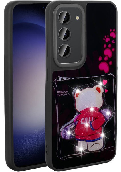 Galaxy S23 Kılıf Parlak Simli Ve Şirin Hayvan Figürlü Whimsy Premium Silicone Case Cover