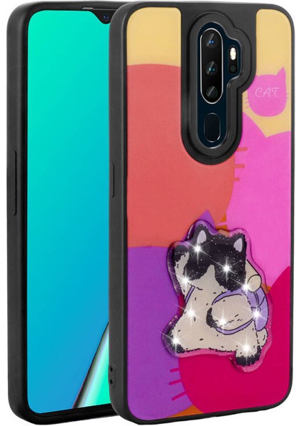 Oppo A9 2020 Kılıf Sevimli Hayvan Figürlü ve Parlak Cuutepets Premium Sert Silikon Kapak