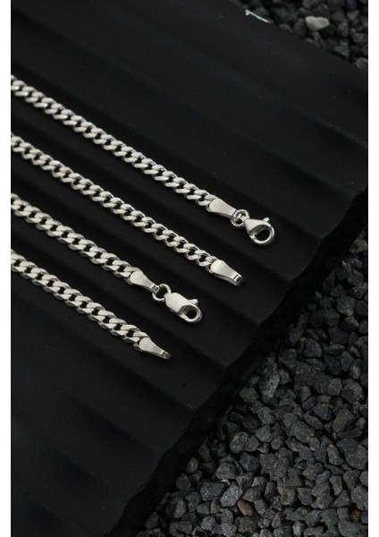 925 Ayar Gümüş Zincir 4mm Gurmet Kolye Bileklik Set modelleri