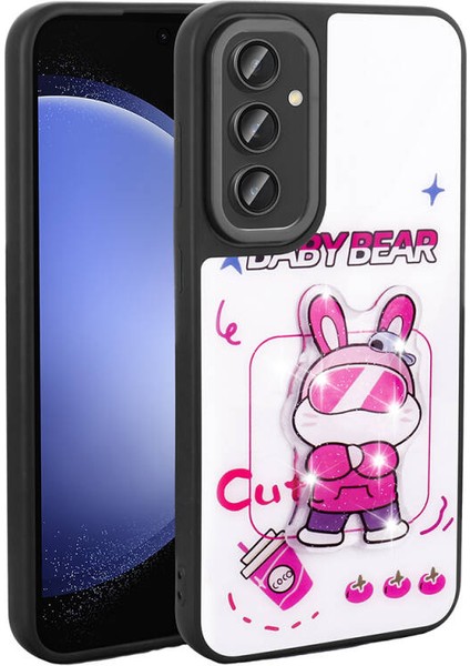 Galaxy A14 Kılıf Parlak Simli Ve Şirin Hayvan Figürlü Whimsy Premium Silicone Case Cover