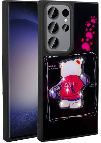 Galaxy S22 Ultra Kılıf Sevimli Hayvan Figürlü ve Parlak Cuutepets Premium Sert Silikon Kapak