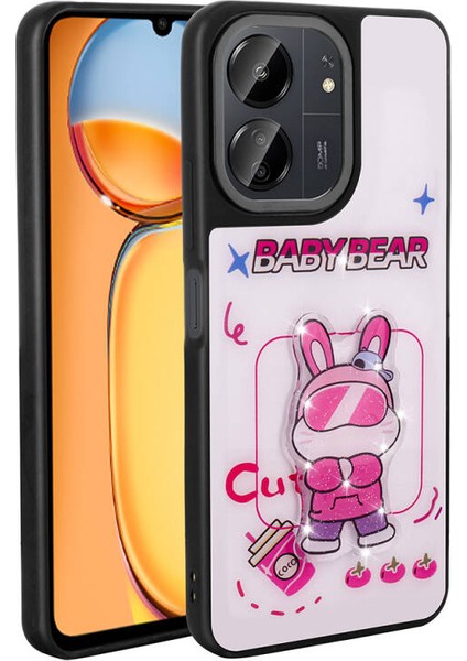 Redmi 13C Kılıf Sevimli Hayvan Figürlü ve Parlak Cuutepets Premium Sert Silikon Kapak