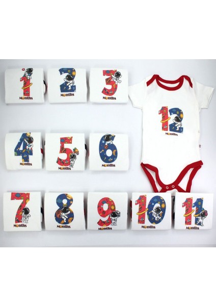 Astranot Baskılı 12'li Kısakol Çıtçıtlı Badi Bebek Set