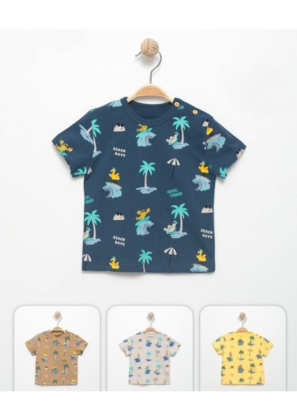 Yakası Düğmeli Pamuklu Tshirt 18-24 Ay - Gri