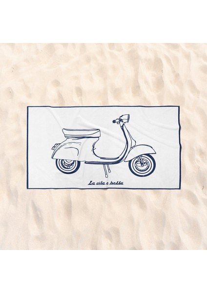 La Vita E Bella - Vespa Plaj Havlusu - Microfiber fırsatları