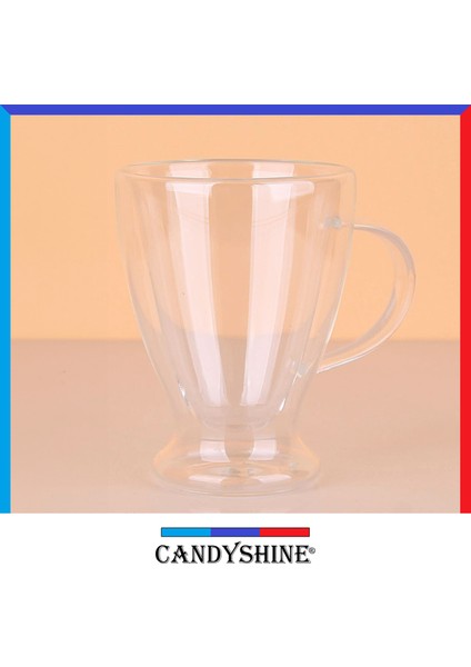 Candy Shine Oval Çift Cidarlı Kulplu Cam Bardak 250ML