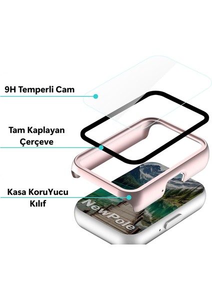 [galaxy Fit 3 ile Uyumlu] Newpole Galaxy Fit 3 Için Ekran Koruyucu Kırılmaz Cam ve Tam Kaplayan Watch Kasa Koruyucu Kılıf Yüksek Hassasiyetli Kılıf Samsung Galaxy Fit 3 ile Uyumlu