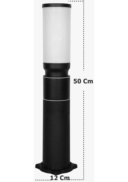 Zita Kule Uzun 50 cm Dekoratif Bahçe Yol Aydınlatma Siyah IP54