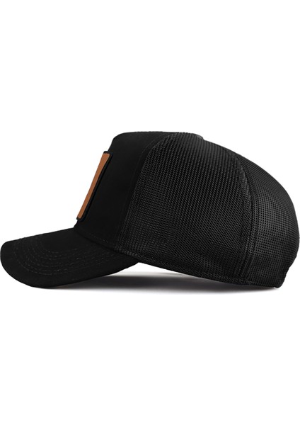 Black Börk V1 Trucker Kurt - 4 Kod Logolu Unisex Siyah Şapka (Cap)