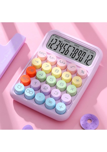 Mio CL12 Mekanik Tuşlu 12 Haneli Büyük Ekranlı 4 Fonksiyonlu Hesap Makinesi - Mor