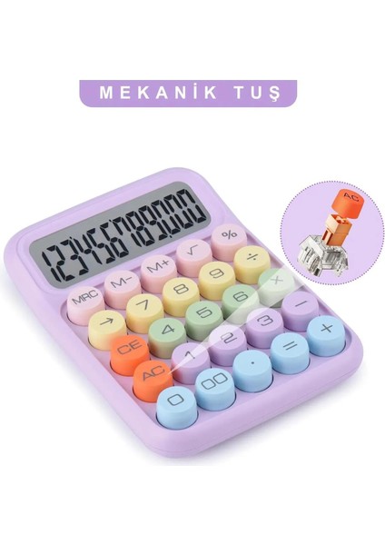 Mio CL12 Mekanik Tuşlu 12 Haneli Büyük Ekranlı 4 Fonksiyonlu Hesap Makinesi - Mor indirimleri