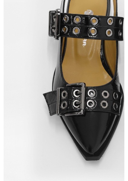 Asos Siyah Rugan Hakiki Deri Kemer Aksesuarlı Babet modelleri