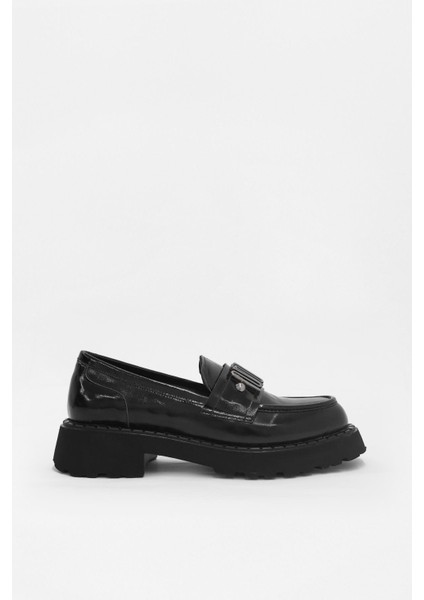 Dashiel Siyah Rugan Hakiki Deri Kadın Loafer