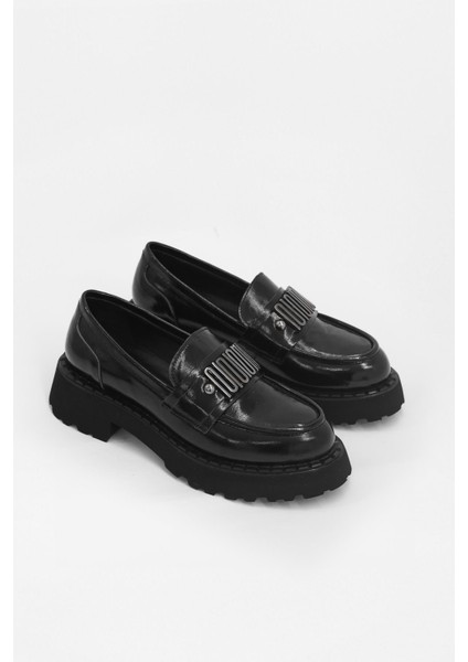 Dashiel Siyah Rugan Hakiki Deri Kadın Loafer