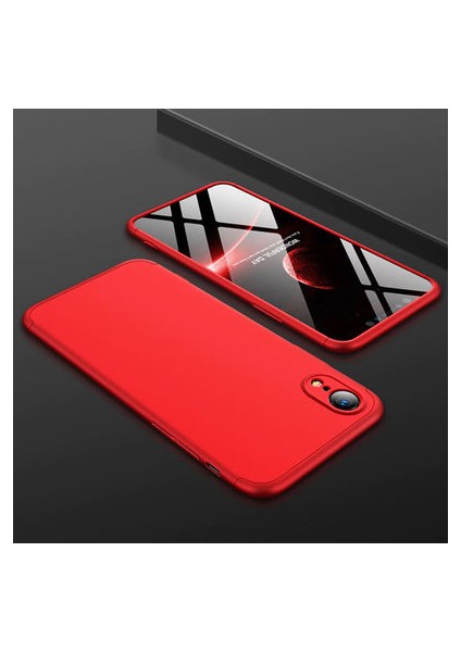 iPhone Xr Kılıf 3 Parçalı Şık Patch Sert Silikon Kapak