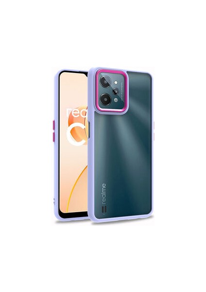 Realme C31 Kılıf Arkası Şeffaf Kenarları Renkli Bergen Kapak