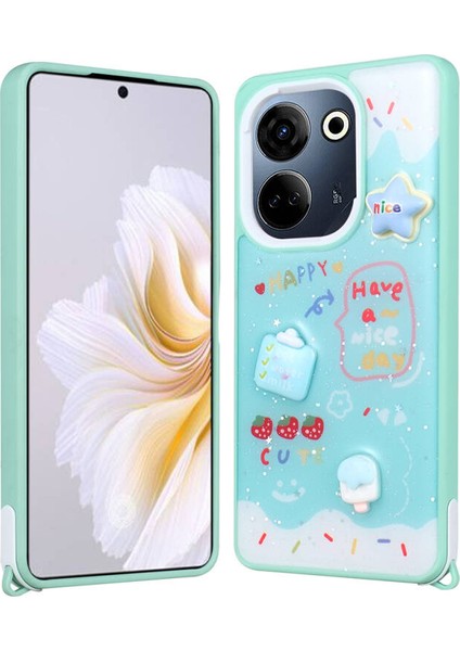 Tecno Camon 20 Kılıf Figürlü ve Ince Simli Şık Mellila Premium Kapak