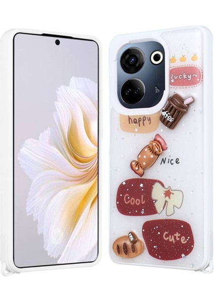 Tecno Camon 20 Kılıf Figürlü ve Ince Simli Şık Mellila Premium Kapak