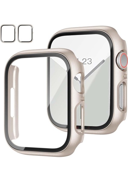 Apple Watch Uyumlu 45MM 7-8-9 Se Seri Uyumlu Starlight 360 Derece Koruma ve Temperli Cam Ekran Koruyucu