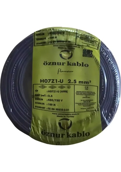 2,5 Mm² Nya-Hf Yanmaz Kablo Siyah