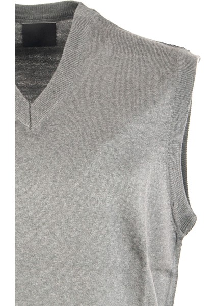 Erkek V Yakalı Düz Renk Klasik Model Rahat Kesim Tam Kalıp Yünlü Dokuma Süveter