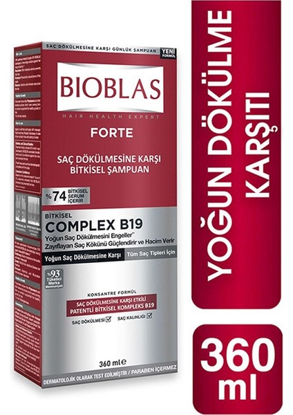 Forte Yoğun Saç Dökülmelerine Karşı Bitkisel Şampuan 360 ml 2 Adet